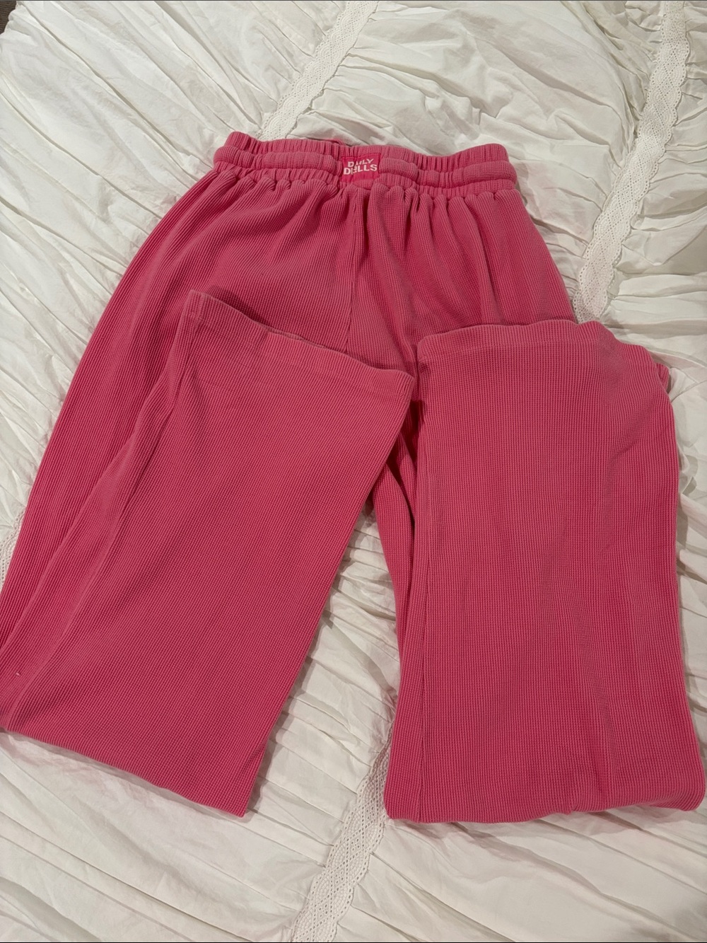 Daily Drills Pink Ribbed Jogger Pants